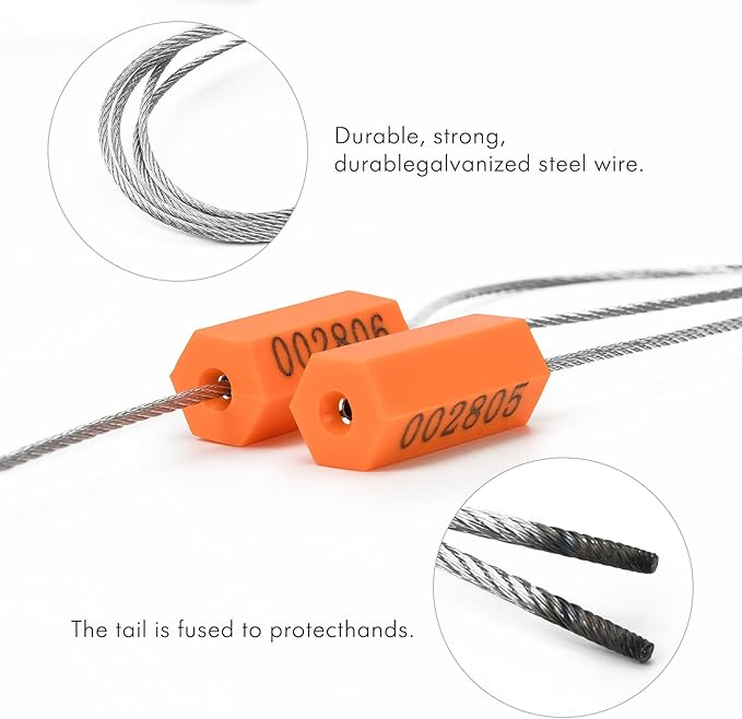 1000PCS Steel Cable Seals Metal Security Seal Numbered Metal Truck Trailer Seals Security Tags Tamper Evident Tags Container Seals Pull Tight Steel Wire Seals