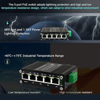 Mini Industrial 5 Ports Gigabit PoE Switch Hardened 5 Port RJ45 10/100/1000Mbps 802.3at Ethernet Switch Din Rail Mount PoE+ Switch (-40 to 167 ºF) 10Gbps Switching Capacity