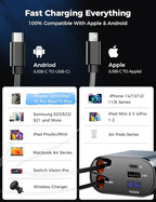 【Upgraded】 SUPERONE Retractable Car Charger 4 in 1, Fast Car Phone Charger with Cord 2.6ft, USB C and Apple Car Charger Adapter, Compatible with iPhone 16 15/15 Pro Max/14/13/12/11, Galaxy, Pixel