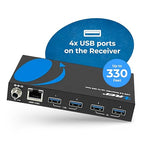OREI USB 3.2 Over Ethernet HDbaseT Cat6 Extender LAN Upto 330 Feet - Extends 4 Ports USB-A Signal Over LAN Ethernet - Power Over Cable for Long Distance Extension Supports All Operating System