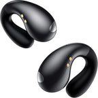 Ultra Open Ear Earbuds - Ergonomic Clip-On Earbuds, Bone Conduction Over-The-Ear Headphones with Waterproof Design and Secure Fit for Small Ears, Obsidian Black