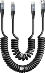 USB C to Lightning Cable [3FT+6FT], 2Pack Coiled iPhone Charger Cable Fast Charging for Car [Apple MFi Certified] Short USBC iPhone Cord Compatible with iPhone14/13/12/11 Pro Max/8/Plus/iPad/CarPlay