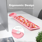 KNOWSQT Wireless Keyboard and Mouse Combo, Pale Pink Full-Sized 2.4G Silent Keycap Colorful Keyboards, USB Dongle Plug Play, for Laptop, Windows, PC, Computer, Desktop