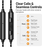 Vibes 202ML Wired Earbuds - HiFi in Ear Headphones - Noise-Isolating Ear Buds w/ Mic - Clear Sound, Deep Bass, Comfort-Fit Earphones - MMCX–Lightning for iPhone 5–14, Silver Plated Cord, Carrying Case