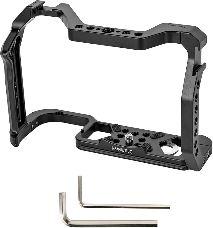 R5 ii/R5/R6/R5C/R6 ii Camera Cage,R5 Mark ii/R6 Mark ii Cage with Cold Shoe and ARRI Interface for EOS R5C/R6 Mark II/R5 Mark II/R5/R6/R5C