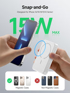 LVFAN for Magsafe Power Bank 10000mAh, Fast Charging Wireless Magnetic Portable Charger with Built-in USB C in&Out Cable, Travel LED Display Battery Pack for iPhone 17 16 15 14 13 12
