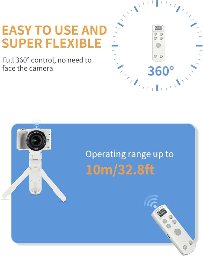 for Canon Wireless Camera Remote Control - Aodelan Rechargeable Shutter Release with OLED Screen for R3/ R10/ M50/ EOS M6 Mark II/R/RP /90D /6D Mark II /R5/T7i/G7 X Mark III;Replaces BR-E1 (White)