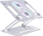 Adjustable Laptop Stand Laptop Cooling Pad with Fan USB Hub Compatible with 10 to 15 Inches Notebook Computer, Ergonomic Computer Riser for Desk, Aluminum Alloy Laptop Radiator-Silver