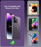 Magnetic for iPhone 14 Pro Max Case, Compatible with MagSafe, Built-in Camera Lens Protector, Logo View, Military Grade Drop Proof Phone Case Cover, Purple