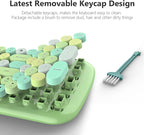 KNOWSQT Wireless Keyboard and Mouse Combo, Light Green 100 Keys 2.4 GHz Round Keycap Typewriter Cute Keyboards, USB Receiver Plug and Play, for Windows, PC, Laptop, Computer, Desktop