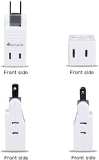 SYCON 2 Prong Swivel Wall Adapter, Electrical 4 Way Outlet Expander Plug, Multi Plug Extender Splitter, Multiple Ungrounded Mini Plug Wall Tap, Type A