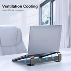 Laptop Riser for Desk - Aluminum Ergonomic Computer Stand for Laptop Cooling - Compatible with MacBook Pro/Air, Dell, HP, Lenovo, 10-17.3'', Black