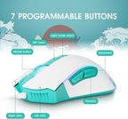 HITIME XVX Wired Gaming Mouse, 12000 DPI RGB Mouse with 12 Backlit Modes & 7 Macro Buttons, PC Gaming Mice Support DIY Keybinding, Gamer Computer Mice for Laptop PC Mac Windows, Coral Sea