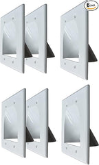 BestMounts - 6 Pack in Wall Cable Management TV Cord Hider for Wall Mounted TV - Recessed Wall Plates Cable Pass Through - Dual Gang Behind Wall Cable Management up to 8-10 Low Voltage Cords (White)