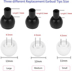 36 Pieces Large Earbud Tips Soft and Comfortable Silicone Earbud Tips Ear Bud Replacement Pieces Silicone Fit Most in-Ear Headphones，Inner Hole 3.8mm -5.5mm，Large White Earbuds Silicone Tips