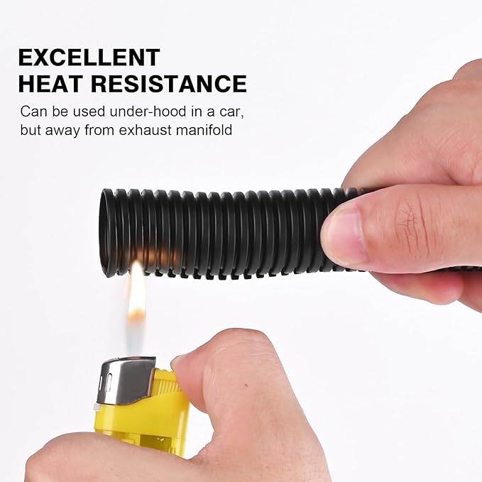 CrocSee 25ft - 1/4 inch Flame Retardant Split Wire Loom Tubing with Installation Tool - Flexible Wire Covers Cord Protectors - Black