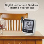 ALLOSUN Digital Thermometer Hygrometer Indoor Humidity Greenhouse Temperature Monitor Alarm Long Probe Gauge Dew-Point Meter with LCD Display