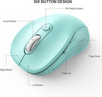 WisFox 2.4G Wireless Mouse for Laptop, Ergonomic Computer Mouse with USB Receiver and Type-C Adapter, 3 Adjustable Levels DPI, 6 Button Cordless Wireless Mice (Mint Green)