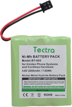 Tectra 2-Pack BT-905 Cordless Phone Battery for Uniden BT905 BT-800 BT-1006 BBTY-0444001 BBTY-0449001 Panasonic P-P501 P-P508 AT&T 200 24032 Cordless Telephones