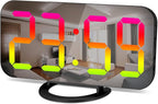 SZELAM LED RGB Digital Alarm Clock,with 11 Color Modes Display,Mirror Surface,Dual USB Charger Ports,Modern Desk Clocks for Bedroom Home Office Decor- Black