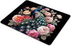 Square Mouse Pad Colorful Peacock with Floral Background-1,Gaming Mouse Pads for Desk,Soft Computer Waterproof Non-Slip Mouse Mat