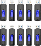 USB 3.0 Flash Drive, JUANWE 16GB Flash Drive 10 Pack USB Drives Thumb Drive 3.0 Retractable Memory Stick Jump Drive for Data Storage and Backupp, Blue 10 Pack