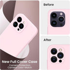 FireNova for iPhone 14 Pro Case, Silicone Upgraded [Camera Protection] Phone Case with [2 Screen Protectors], Soft Anti-Scratch Microfiber Lining Inside, 6.1 inch,Chalk Pink
