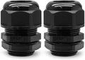 2 Pcs 1" NPT Nylon Cable Glands, Black Strain Relief Cable Cord Connector IP68 Waterproof Junction Box Wire Protectors Adjustable for 18-25mm Cable Diameter