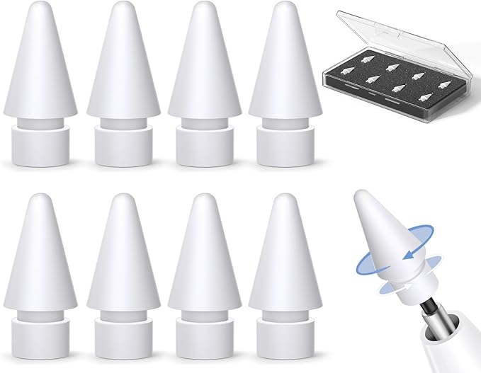 Inesore 8 Pack for Apple Pencil Tips Replacement Accessories,Compatible with Apple Pencil Pro/2nd Generation/1st Generation/USB C,iPencil Nib for iPad Pro/Air/Mini,for Drawing Writing