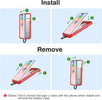 GIN FOXI Fast Charging Battery Case for iPhone 15/15 Pro, 7000mAh 15W Ultra Slim Charger Case Rechargeable Portable Extended Power Bank Case Cover Battery Pack Built-in Cable, Red (6.1”)