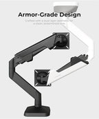 Heavy Duty Ultrawide Monitor Arm with RGB Lighting & USB Charging, Fits 34 to 49 inch Curved Screens, Supports 14 to 38 lbs, Adjustable Desk Mount, Gaming Setup, Black