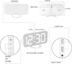 SZELAM Digital Alarm Clock,LED RGB Colorful Clocks,with Mirror Surface Large Display,2 USB Charger Ports,Auto Dimming,Modern Desk Clock for Bedroom Home Office Decor- White