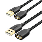 USB Extension Cable, 2-Pack OKRAY 6FT Nylon Braided USB 2.0 Extension Cable Type A Male to Female Cable Extender Cord with Gold-Plated Connector for Printer, Camera, USB Flash Drive, Hard Drive, Mouse