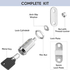 PTEROMY 2 Pack Cabinet Locks with Keys, Heavy Duty Tubular Cam Lock for RV Compartment Storage, Full Set (Chrome, 1-1/2'', 2 Pack)
