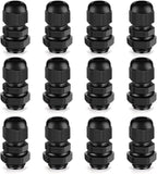 Cable Gland 12 Pack 3/8" NPT Waterproof Adjustable Connector Strain Relief Cord Connectors Joints Nylon with Gaskets…