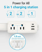 Outlet Extender Stick | Free Combination | USB-A, USB-C Port, 2 AC Outlets, Extend 9” to 36”, 360° Combine| Plug Extender | Put Behind Nightstands, Sofa, Bed, Cabinet etc.