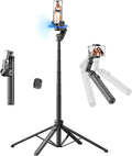 Auto Face Tracking Selfie Stick Tripod for iPhone with Light - 360 Rotation That Follows Your Movement -160cm Phone Camera Tripod Stand with Remote for Vlogging, Live Streaming, Video Recording