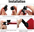 Silver 3 in 1 Cell Phone Camera Lens Kit Wide Angle Macro Fisheye Lens Universal for Smart Phones iPhone Samsung Android(Silver)