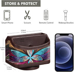 Fanousy 360° Rotating Remote Control Holder, PU Leather TV Remote Caddy Organizer Basket Storage Box with 5 Compartments for Pen, Pencil, Art Supplies, Makeup Brush, Office Desk Table Accessories