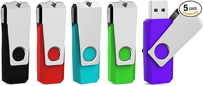 Aiibe 5 Pack 64GB Flash Drive USB Flash Drives 64GB Thumb Drive USB 2.0 Memory Stick USB Drive Zip Drive Jump Drive 64GB Multipack (64G, 5 Mixed Colors: Black Red Cyan Green Purple)