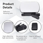 Mirror Effect Lens - Capture Stunning Reflections Instantly, Smartphone Camera Mirror Reflection Clip Kit, Mirror for Phone to Use Back Camera (White)