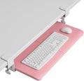 BONTEC KMT01 Under Desk Keyboard Tray, Pull-Out Keyboard & Mouse Platform with C-Clamp, 25.6 x 11.8 in Space-Saving Ergonomic Slide-Out Drawer, Pink