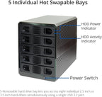 5 Bay USB 3.2 Type-C 10Gbps Daisy-Chain Hard Drive Enclosure DAS, Support 120TB (5X 24TB) 2.5" & 3.5" SATA HDD/SSD
