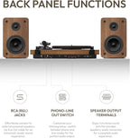 SoulBox S1 Vinyl Record Player with Stereo Speakers, Turntable with Built-in Preamp, S-Shaped Tonearm, 33/45 RPM - Walnut