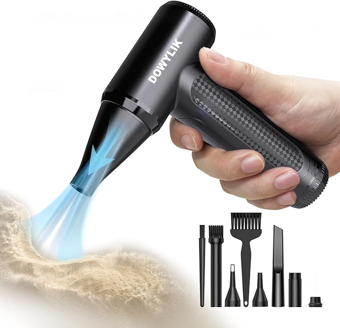 Compressed Air Duster - 150000RPM Brushless Motor, Mini Air Blower for PC Cleaning Kit, Canned Air Duster for Computers, Rechargeable & Portable Compressed Air for Electronics