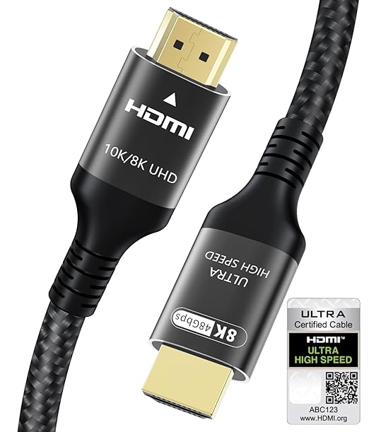 Certified 10K 8K HDMI 2.1 Cable 16.4 FT, 48Gbps Ultra High Speed HDMI Cable with Ethernet 4K 240Hz 165Hz 144Hz 120Hz 8K60Hz eARC HDCP2.3 HDR10+ PC Laptop TV Monitor Projector
