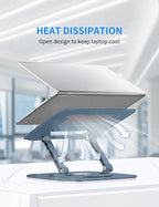 Adjustable Laptop Stand with 360 Rotating Base, Computer Stand for Laptop Ergonimic Foldable Laptop Riser for Desk Compatible with MacBook Pro/Air Notebook up to 16 Inches, Navy