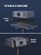 AMADA HOMEFURNISHING Foldable Projector Tripod, Multipurpose Laptop Stand with Removable Mouse Tray, Adjustable Height 25-63 Inch, Outdoor Movie Projector Stand, AMPS03