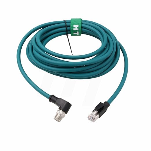 M12 Ethernet Cable for Microscan Hawk MV-4000 Cognex 2800 370 Camera Sensor Reader, 8 Pin X Coded to RJ45 CAT-7e (8m)