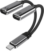 USB C Splitter，2 in 1 USB C Headphone and Charger Adapter Audio Dongle Cable with PD 100W for iPhone 16 15 Pro Max, Pixel 9 8 7, Galaxy S24 S23 S22, iPad Pro